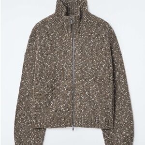 COS Chunky Flecked Wool Zip-Up Cardigan